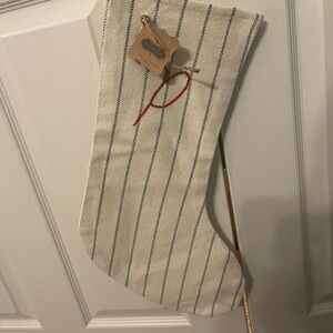 Elegant Cream and Black Monogrammed Striped Stocking